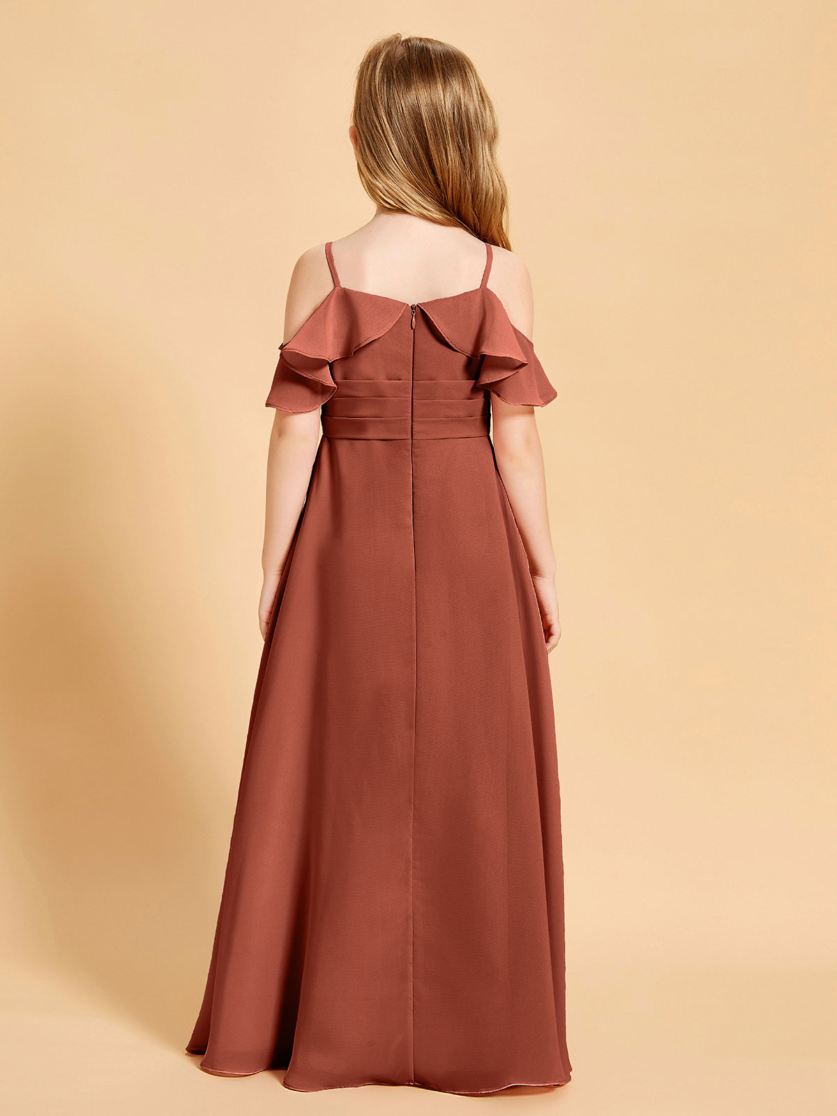 Off-the-Shoulder Bridesmaid Gown for Juniors Rust
